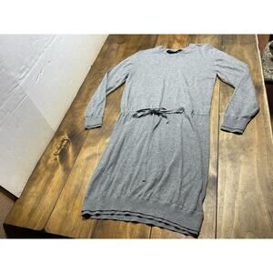 Norma Kamali Dress XS Sweatshirt Sweater Dress Gray Fleece Tie Waist